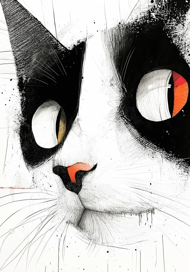 Disegno di animali gatto arte tela da Justyna Jaszke JBJart