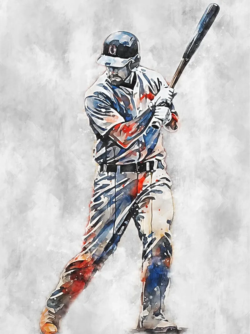 Baseball Color Gray poster with wooden frame by Mateo