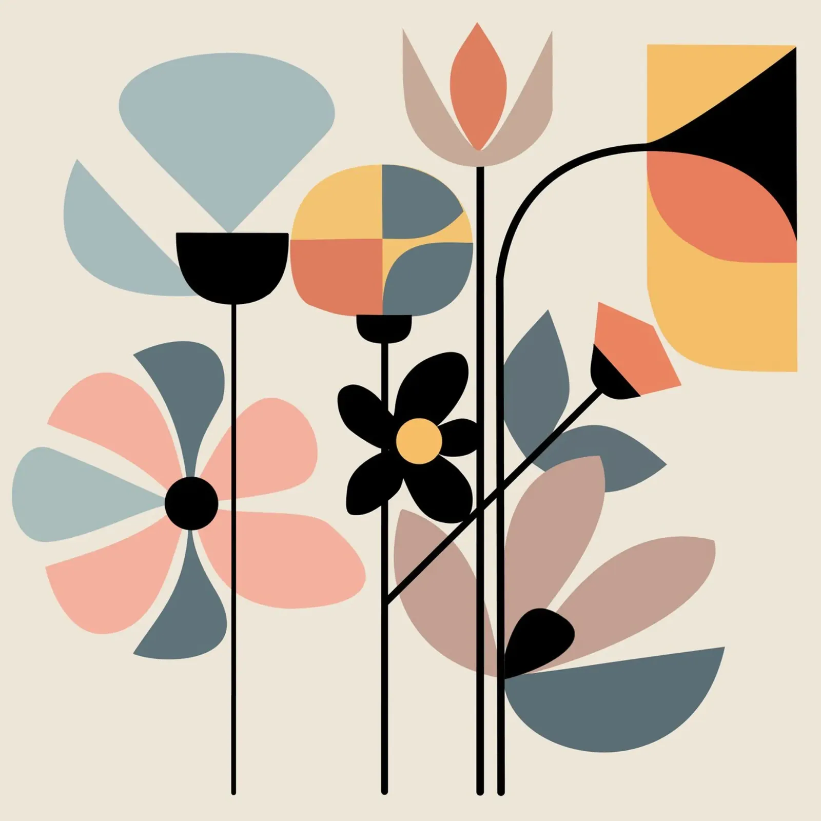 floral bauhaus flowers #001 Hahnemühle von Zen Design