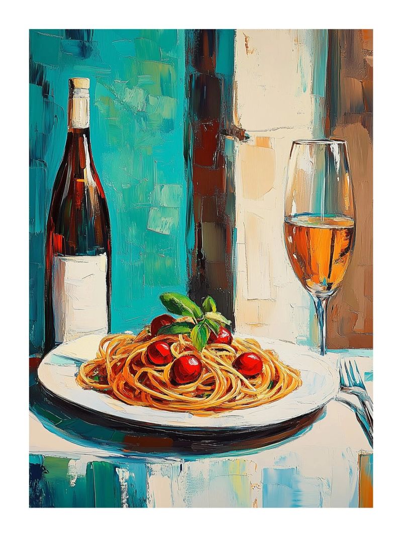 Italienische Pasta mit Wein Poster von Spice & Style