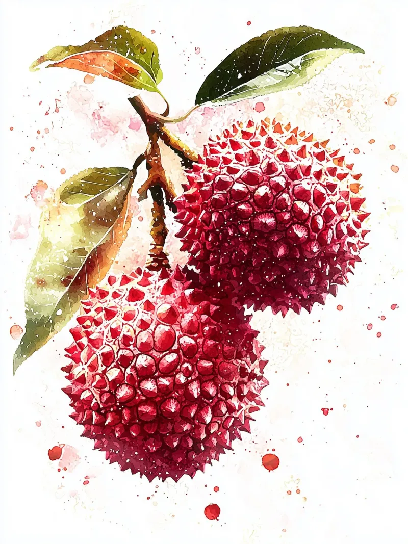 Illustrazione ad acquerello di litchi poster con telaio in alluminio da Spice & Style
