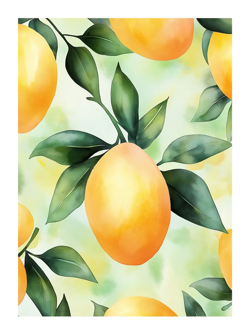 Watercolour illustration of mangoes hahnemühle by Spice & Style