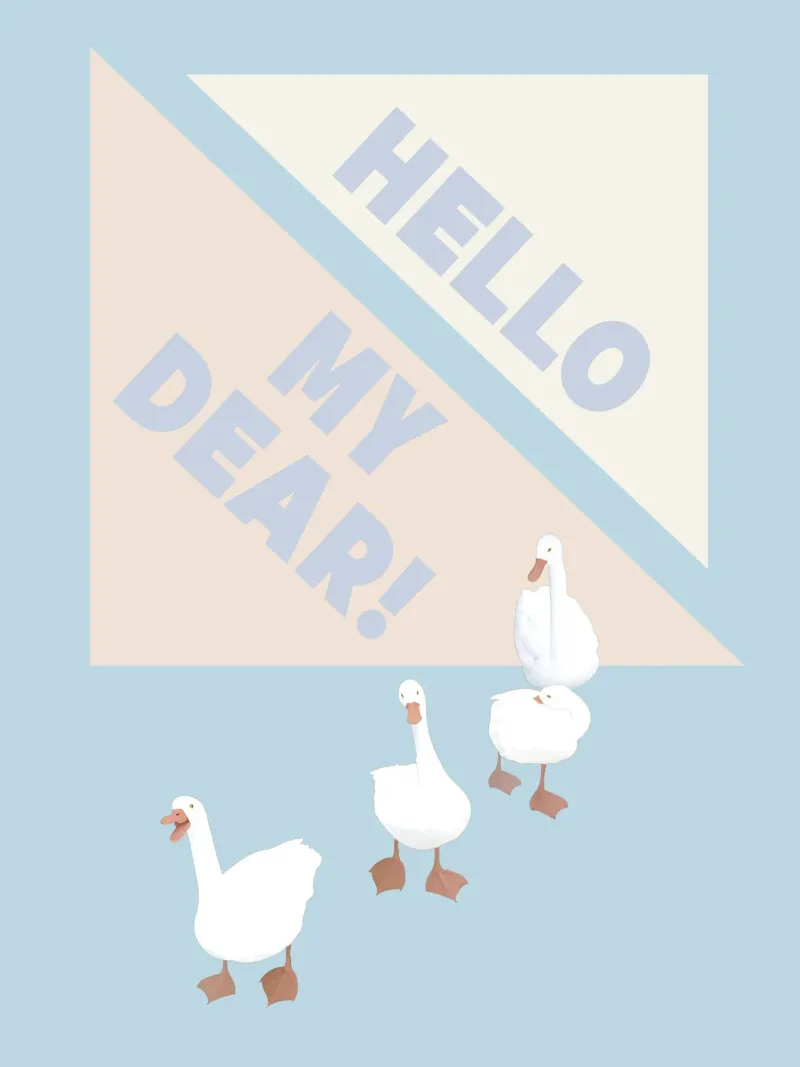 Hello my dear! - Ducks family - poster con telaio in plastica da natural neutral