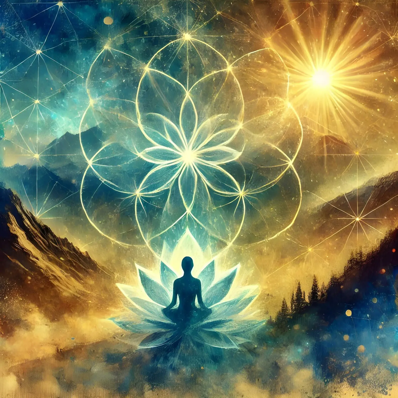 Flower of life - watercolour style poster with plastic frame by spiritual