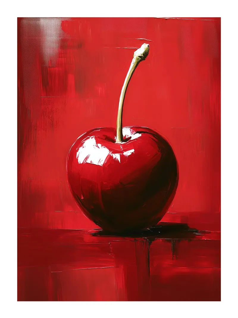 Strahlend rote Kirsche Poster mit Aluminium Rahmen von Spice & Style