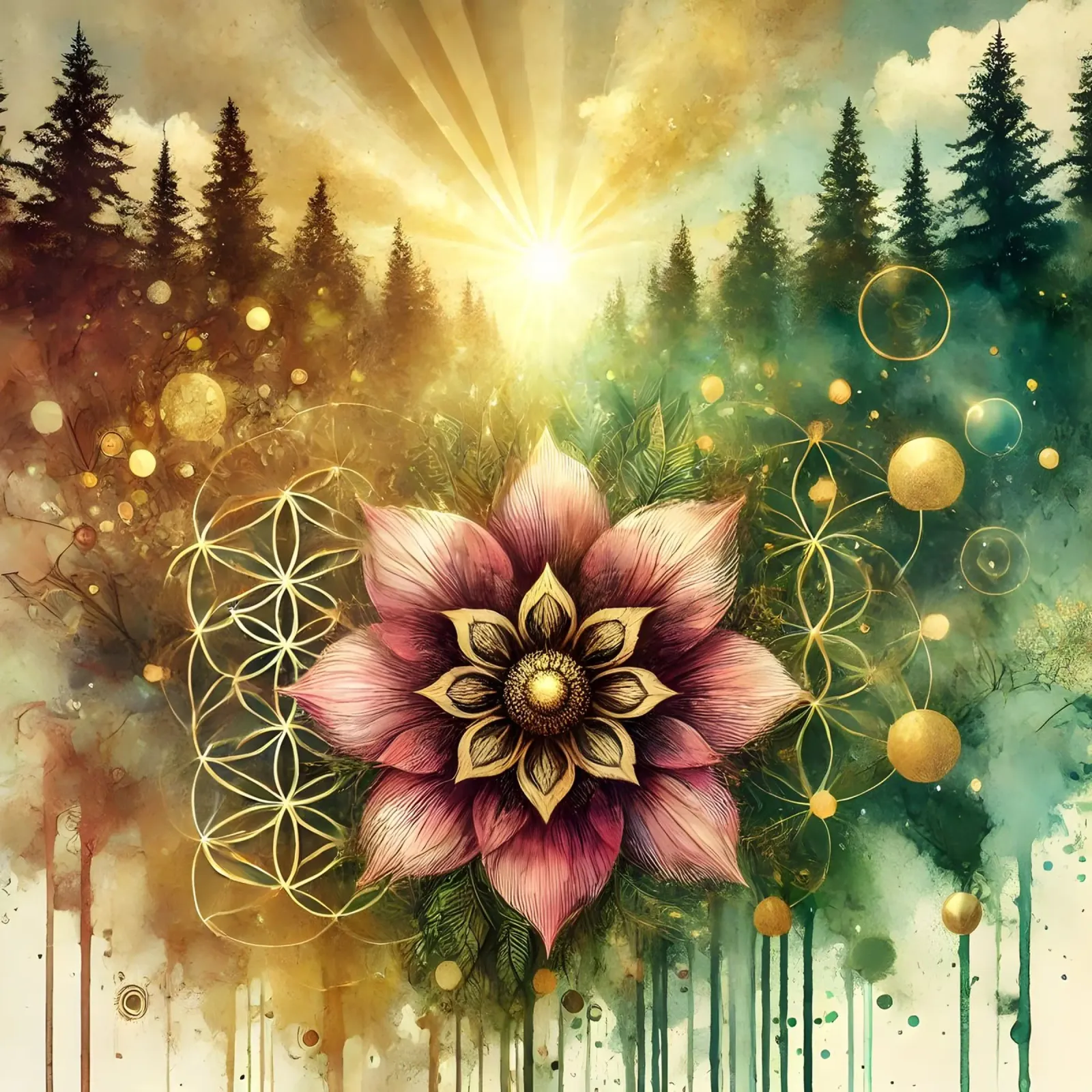 Flower of life - watercolour style acrylic glass by spiritual
