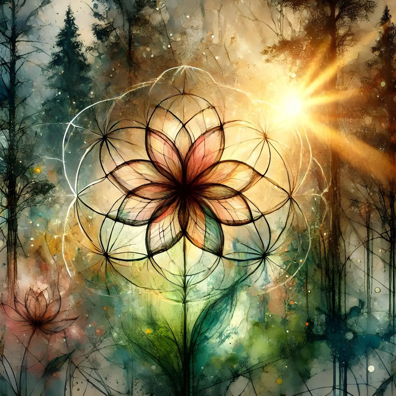Flower of life - watercolour style acrylic glass by spiritual