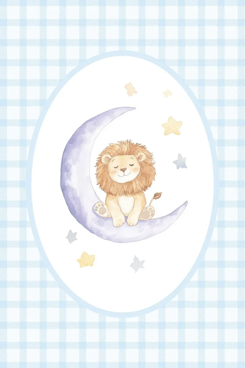 Lion on Crescent Moon with Stars alu-dibond by Jungle Joy Art