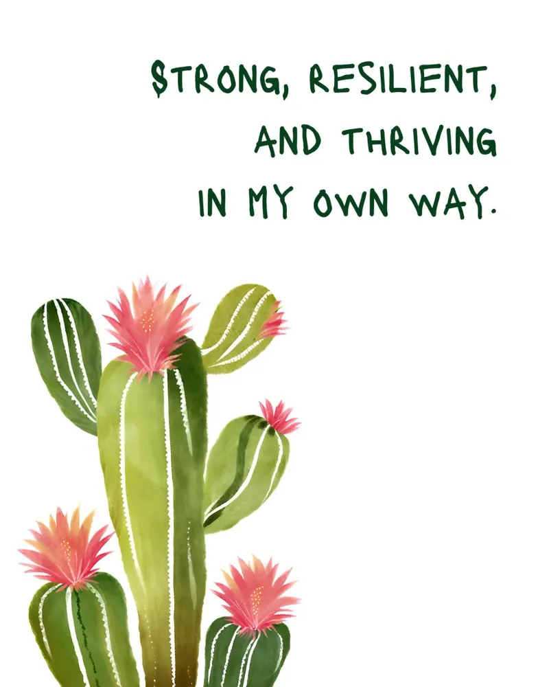 Kaktus mit Motivationsspruch poster with wooden frame by designsbysophia