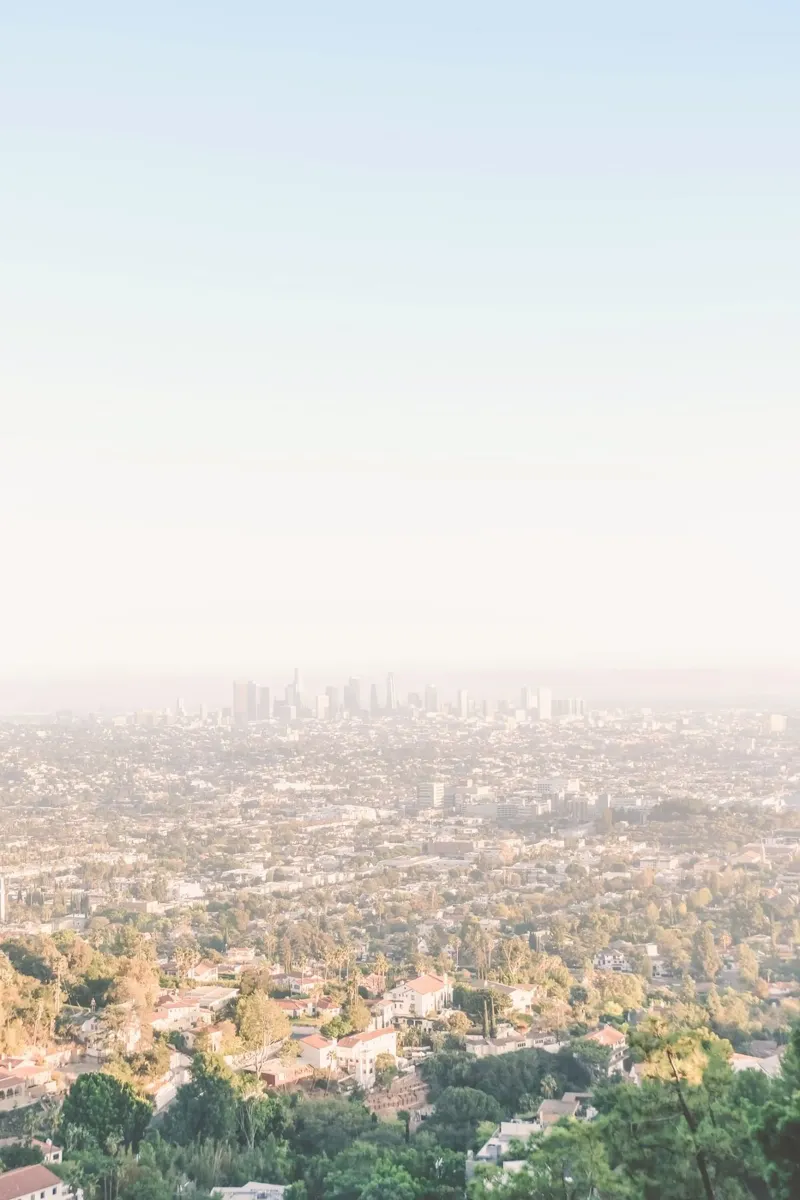 Los Angeles, USA I Panoramic view of LA skyline and downtown canvas with Floater frame by Julie Travel Photography