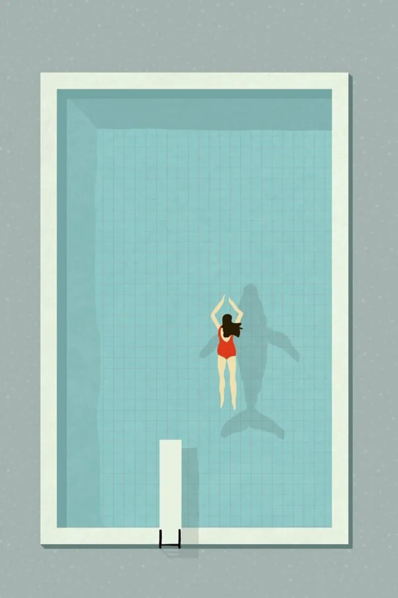 Pool Poster mit Holzrahmen von Amalia Restrepo