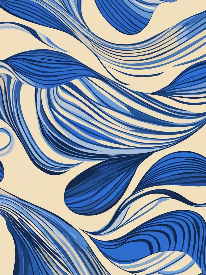 Onde astratte in blu poster con telaio in alluminio da DWA