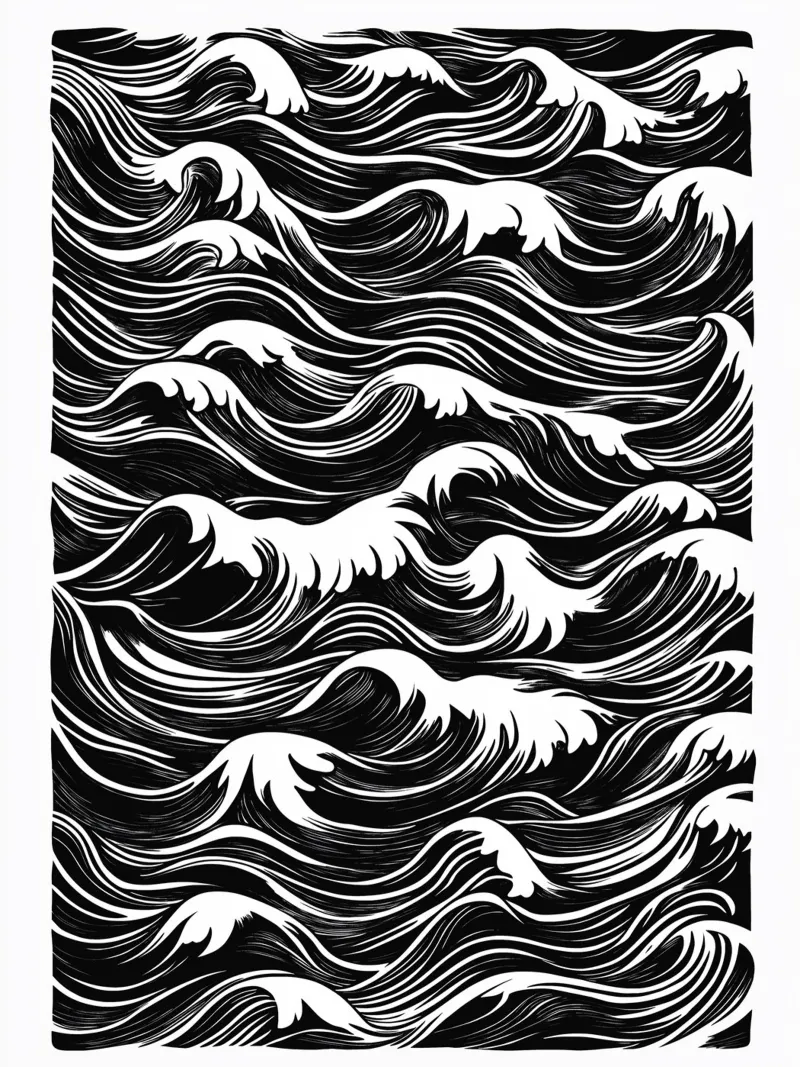Abstracte golven in zwart-wit canvas van DWA