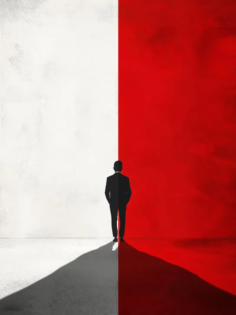 Silhouette bianca e rossa a contrasto carta hahnemühle da DWA