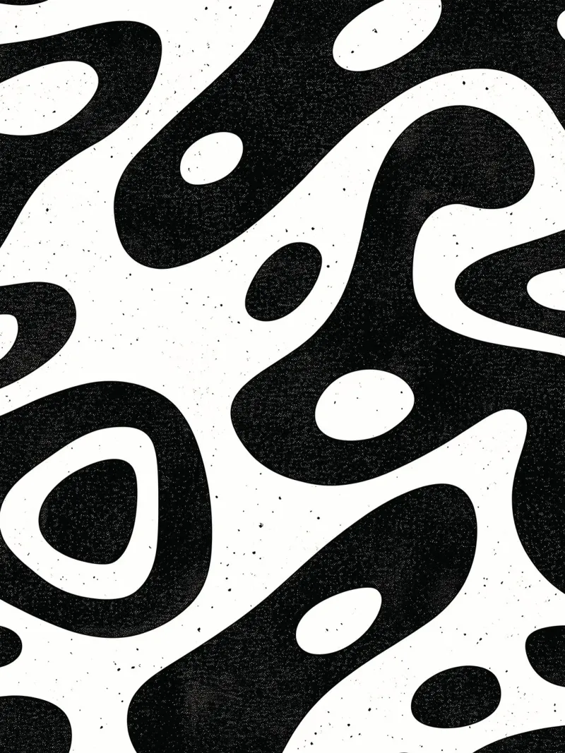 Organic abstraction in black and white poster with aluminum frame by DWA
