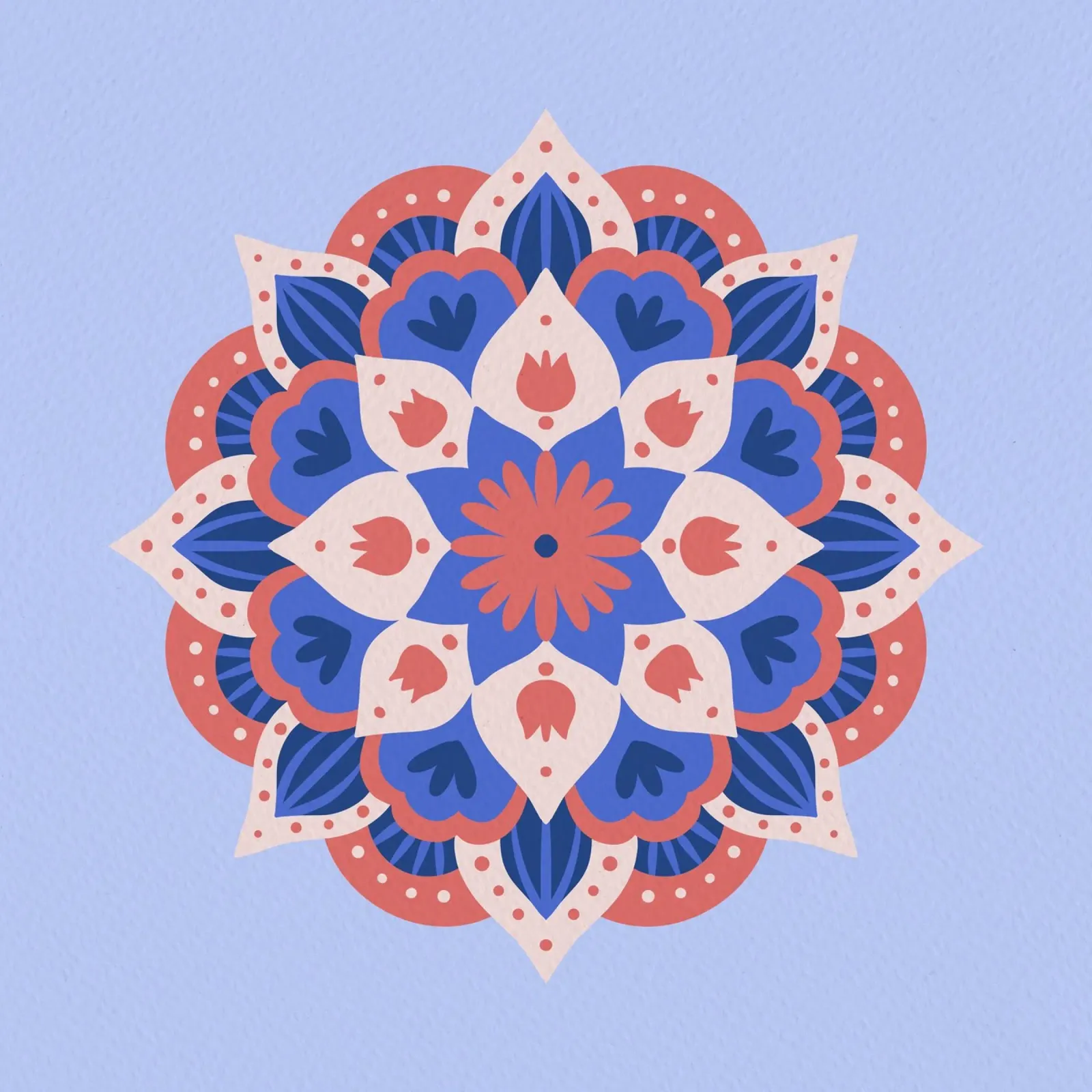 Mandala 1 - blue and coral backlit film by Wackapacka