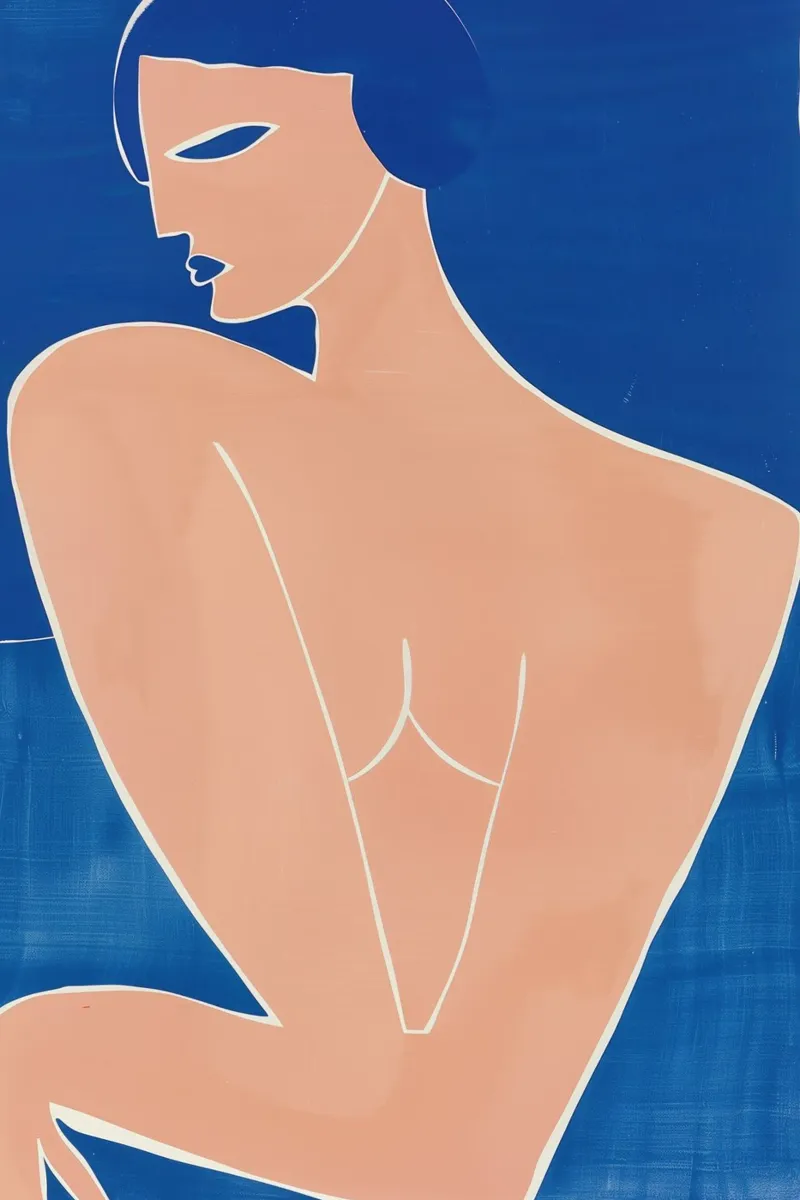 Donna nuda in pesca e blu | Ispirato a Matisse carta hahnemühle da Autofocus