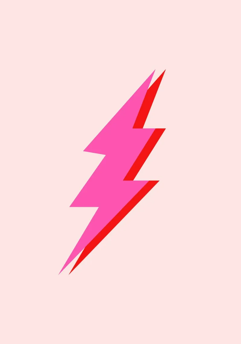 Illustrazione Thunderbolt (tonalità rosa e pesca) poster con telaio in alluminio da Paigaam Studio
