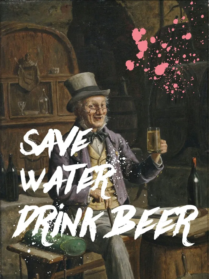 Save Water Drink Beer poster con telaio in plastica da ramosashop