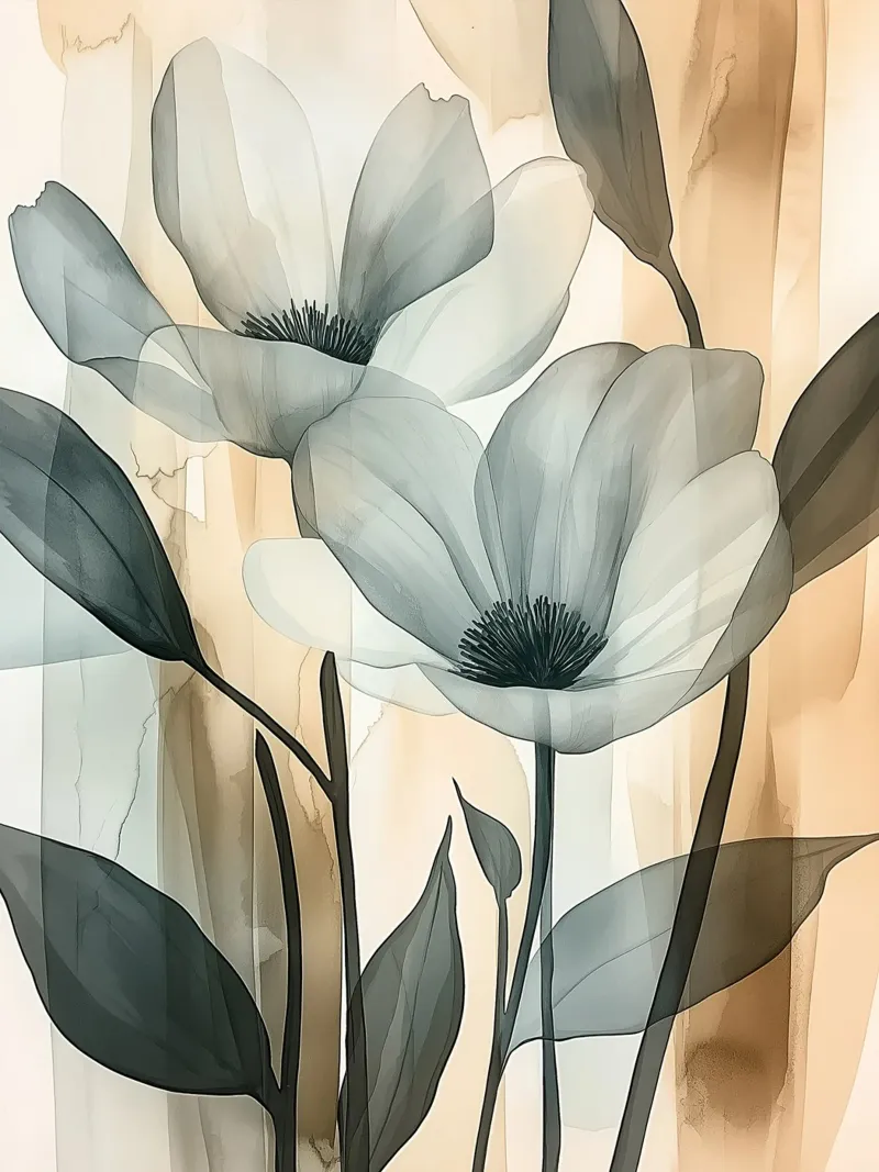 Elegante aquarelbloemen canvas met Baklijst van Flora & Horizon