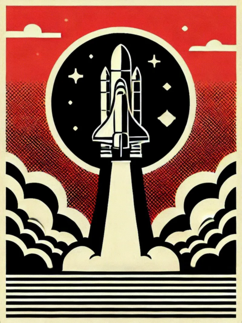 Space Shuttle - Stampa poster d'epoca pellicola backlit da posterprints-by-nomad