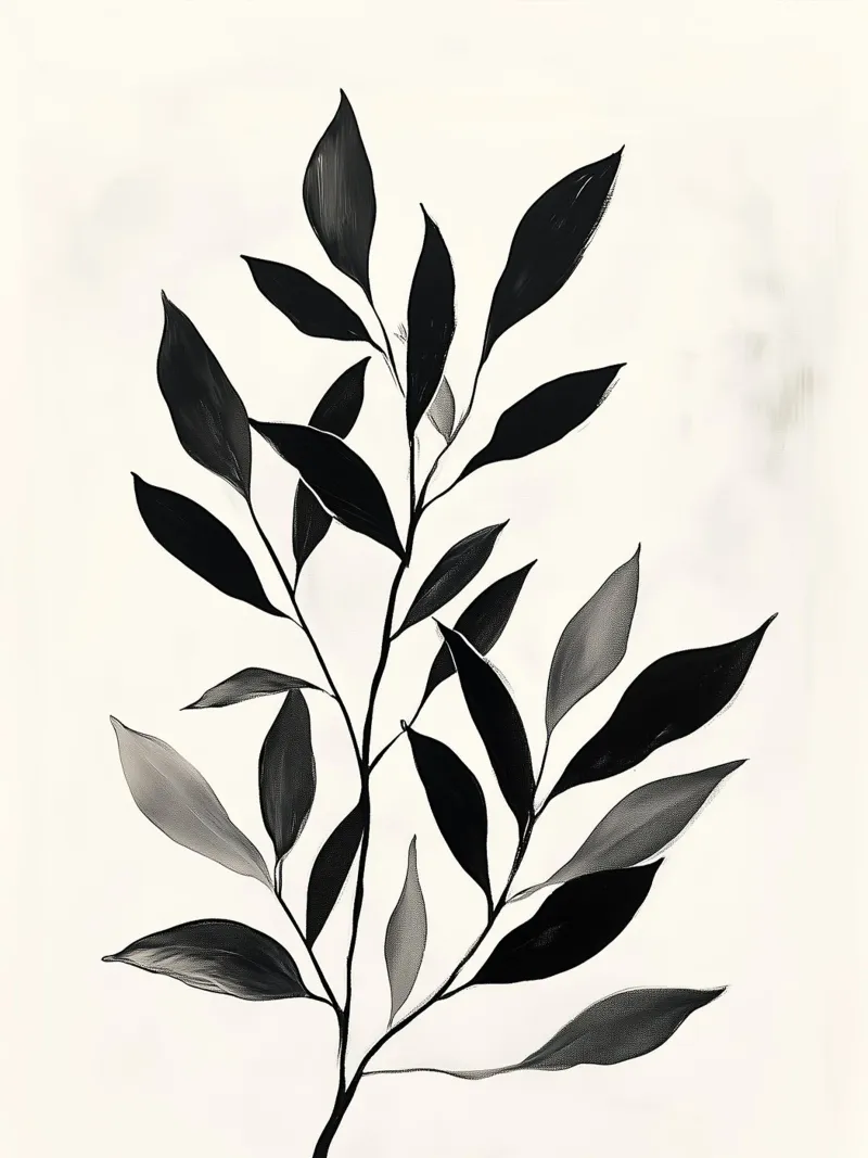 Fogliame monocromatico poster con telaio in plastica da Flora & Horizon