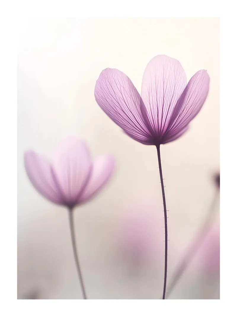Zarte violette Blüten Leinwand von Flora & Horizon