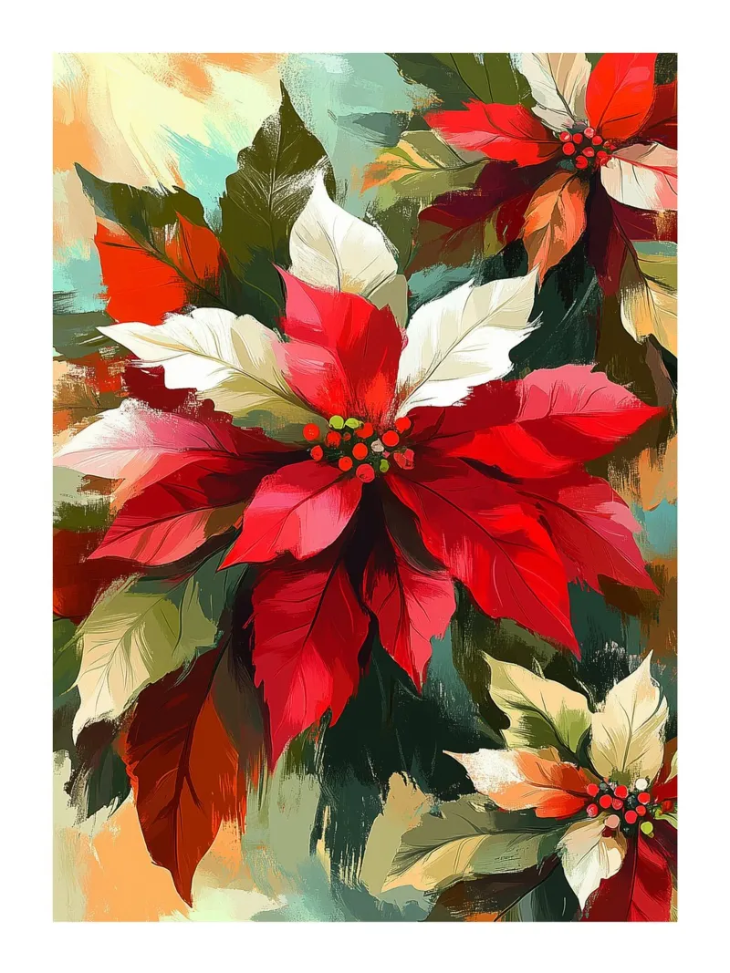 Poinsettia festif canvas by Flora & Horizon