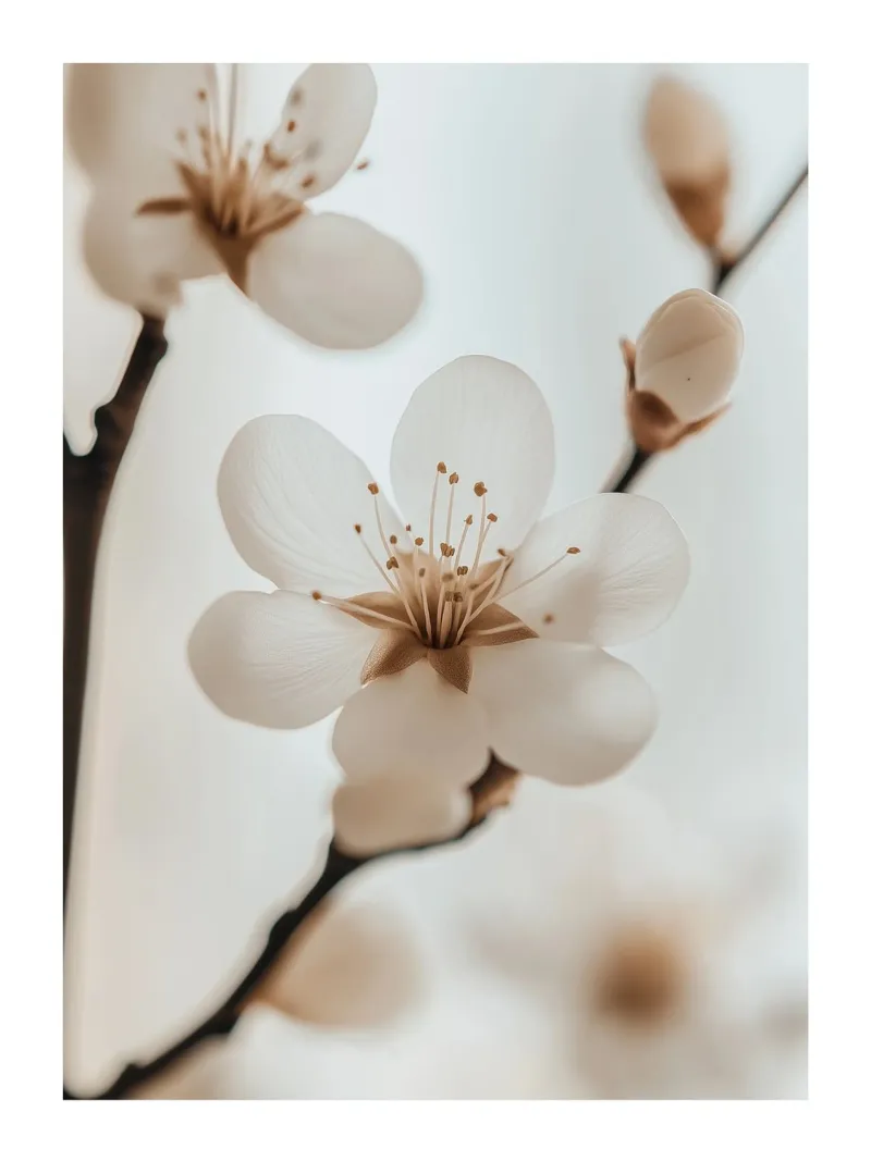 Delicate cherry blossom poster with aluminum frame by Flora & Horizon