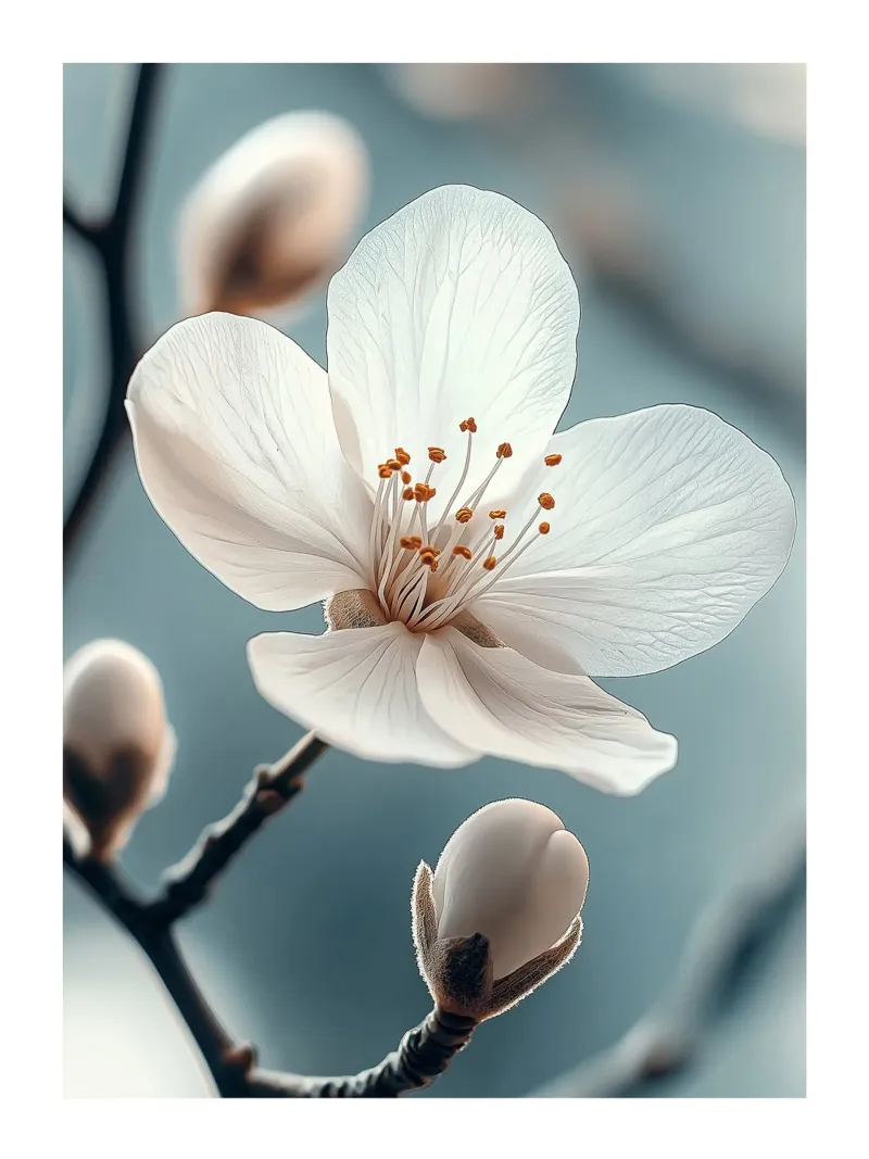 Delicate white flower canvas by Flora & Horizon
