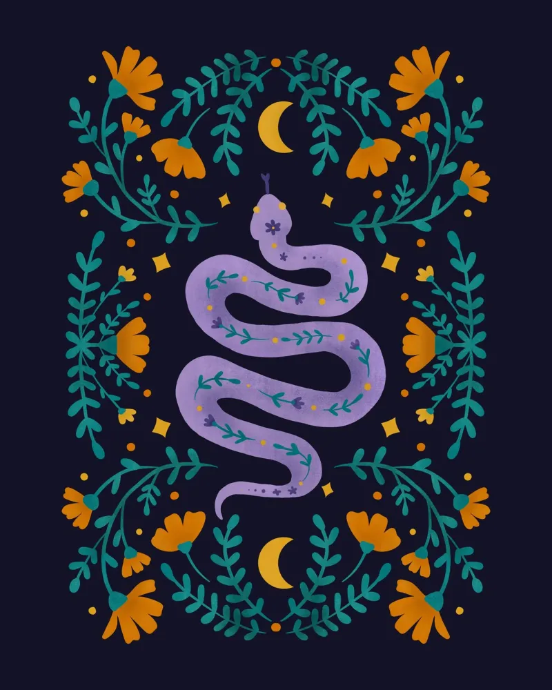 Serie mistica - Serpente viola carta hahnemühle da Wackapacka