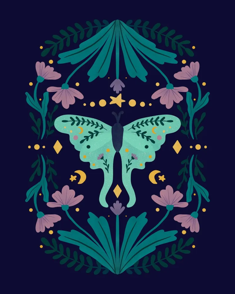 Mystical series - luna moth alluminio dibond da Wackapacka