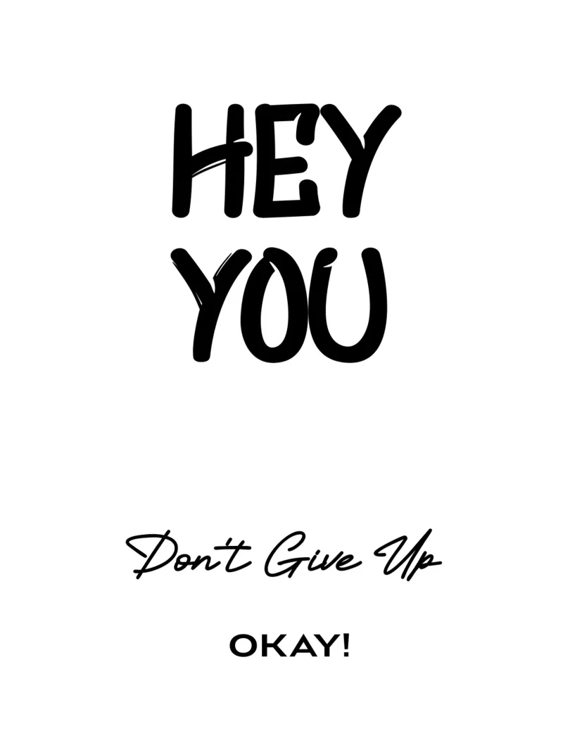 Hey You Don't Give Up Okay Minimalist Typography canvas by YV TYPOGRAPHY