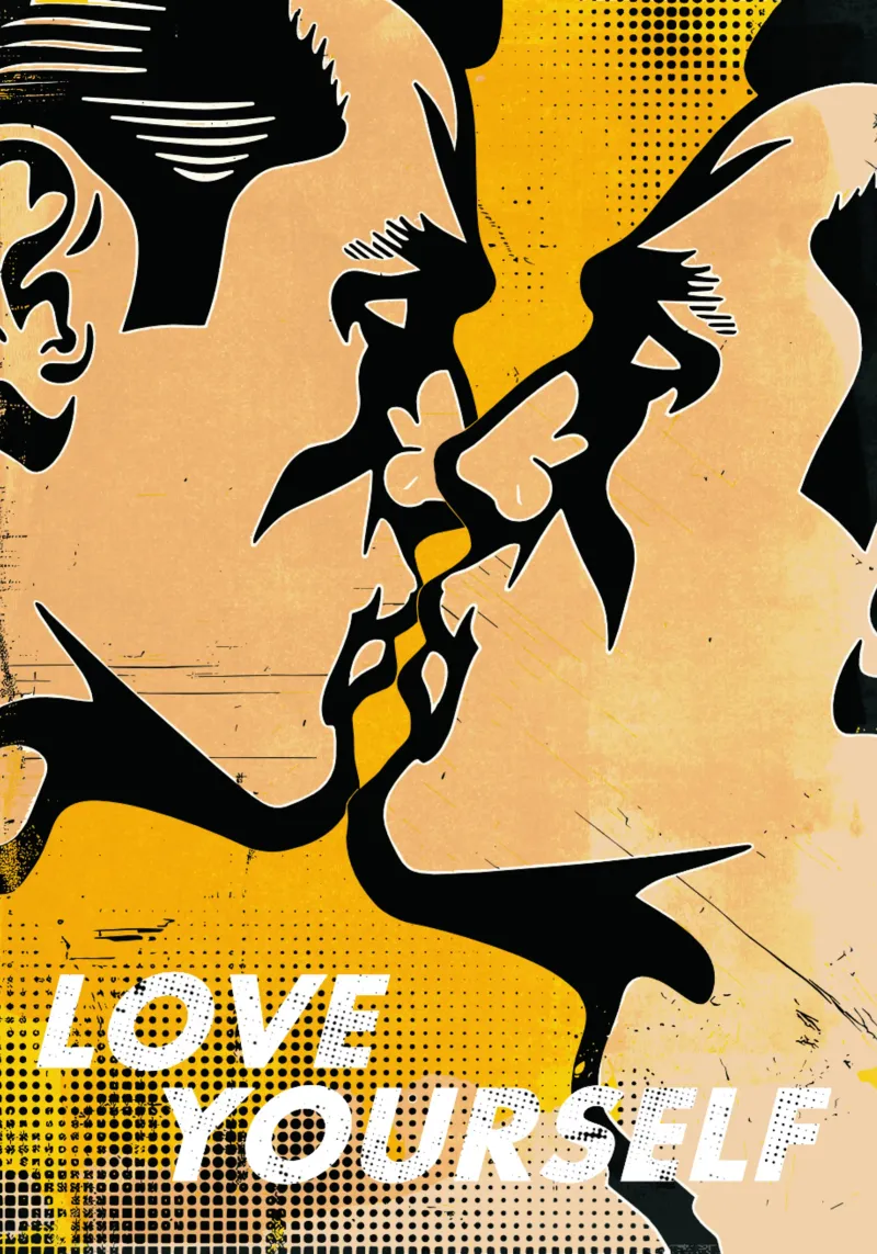 Love Yourself: Pop art homage to self-love poster with plastic frame by Studio Mooodz
