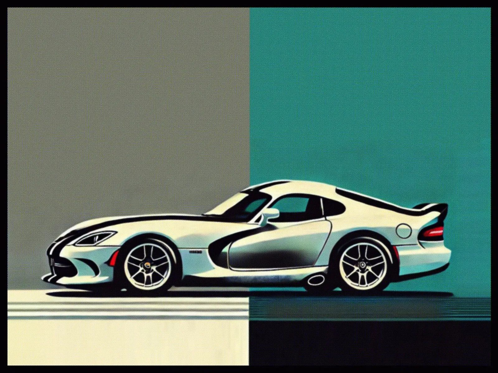 Dodge Viper - Poster vintage poster avec cadre en bois de posterprints-by-nomad