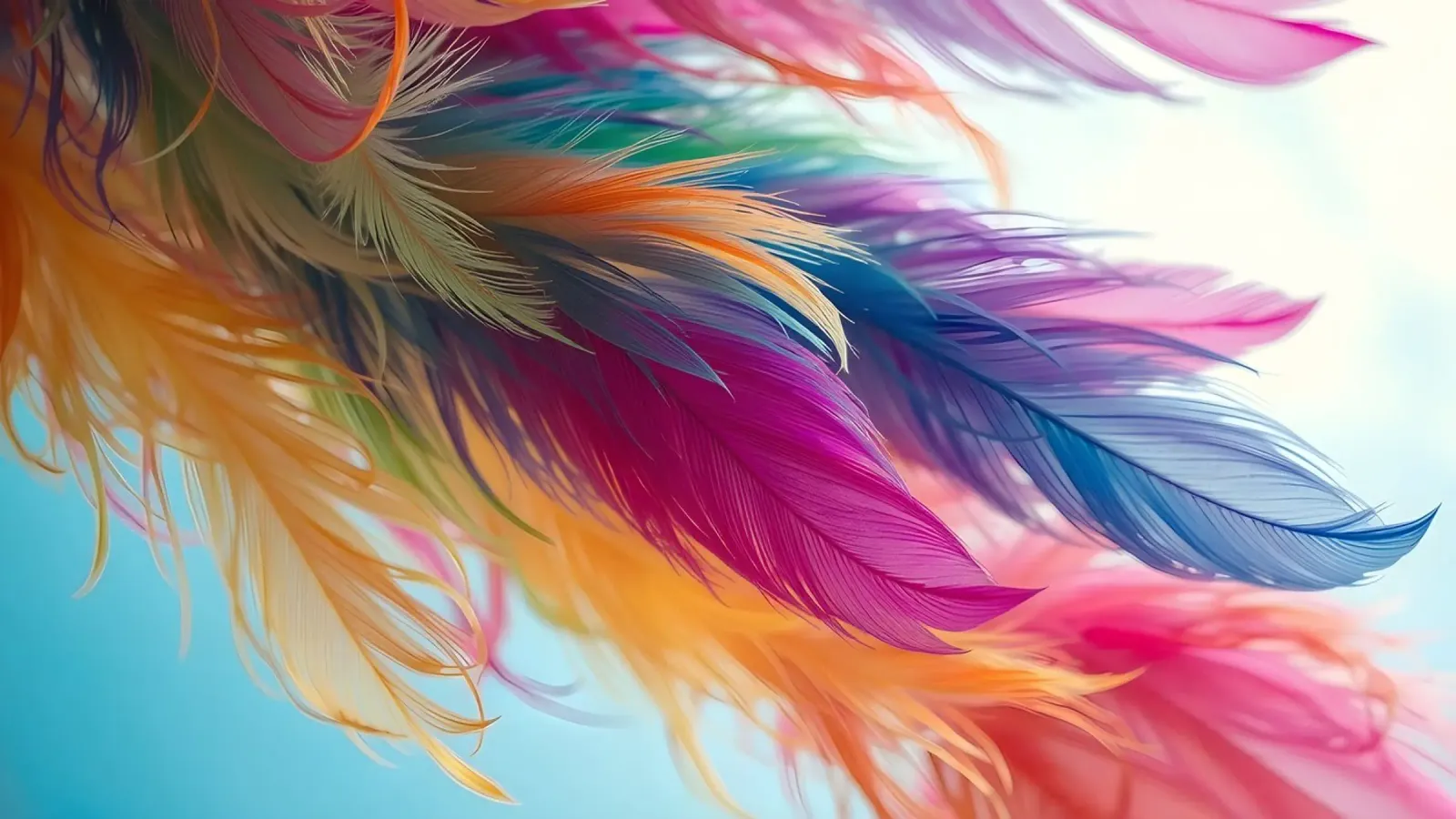 Vibrant feathers display a rainbow of colors alluminio dibond da DesignDoodle