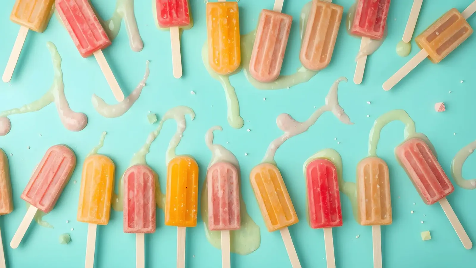 Colorful frozen pops displayed on a blue surface pellicola backlit da DesignDoodle