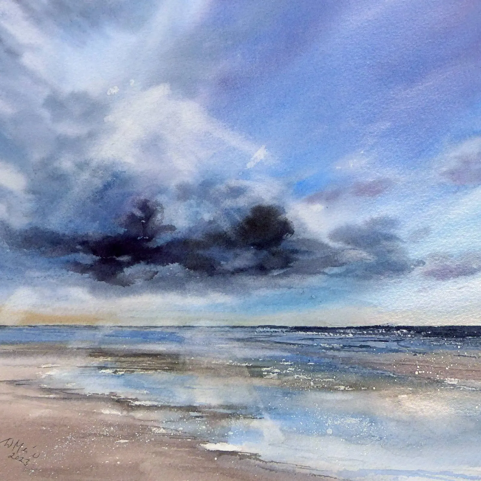 Vue dramatique sur la mer hahnemühle de Meeresaquarelle
