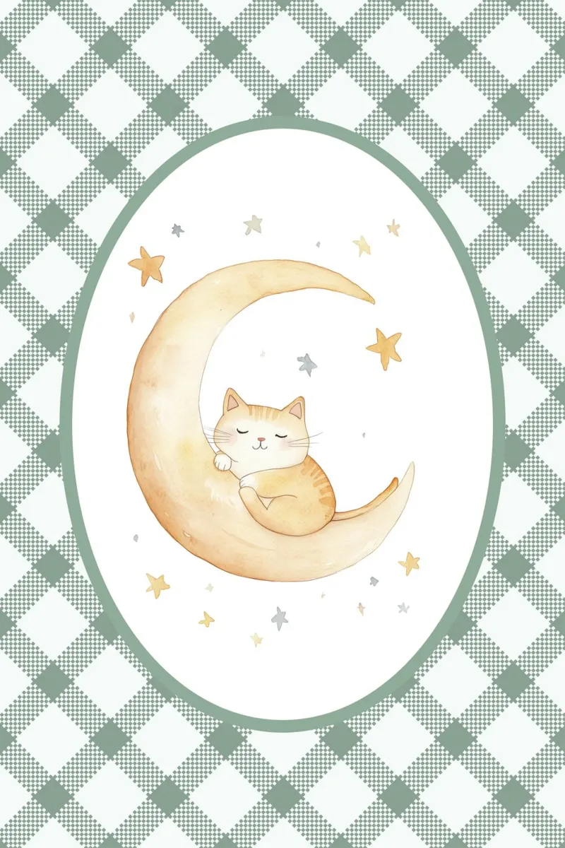 Chat dormant sur la lune jaune hahnemühle de Jungle Joy Art