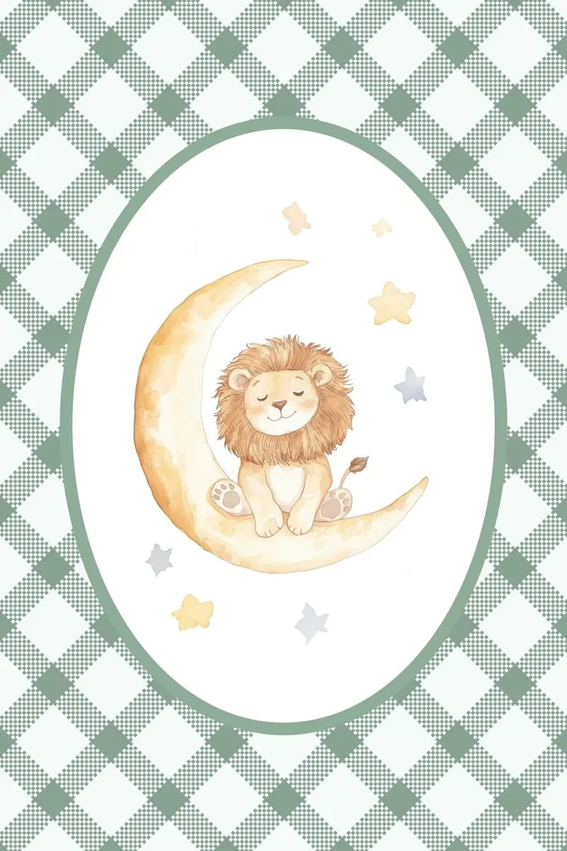 Lion dormant sur la lune jaune hahnemühle de Jungle Joy Art