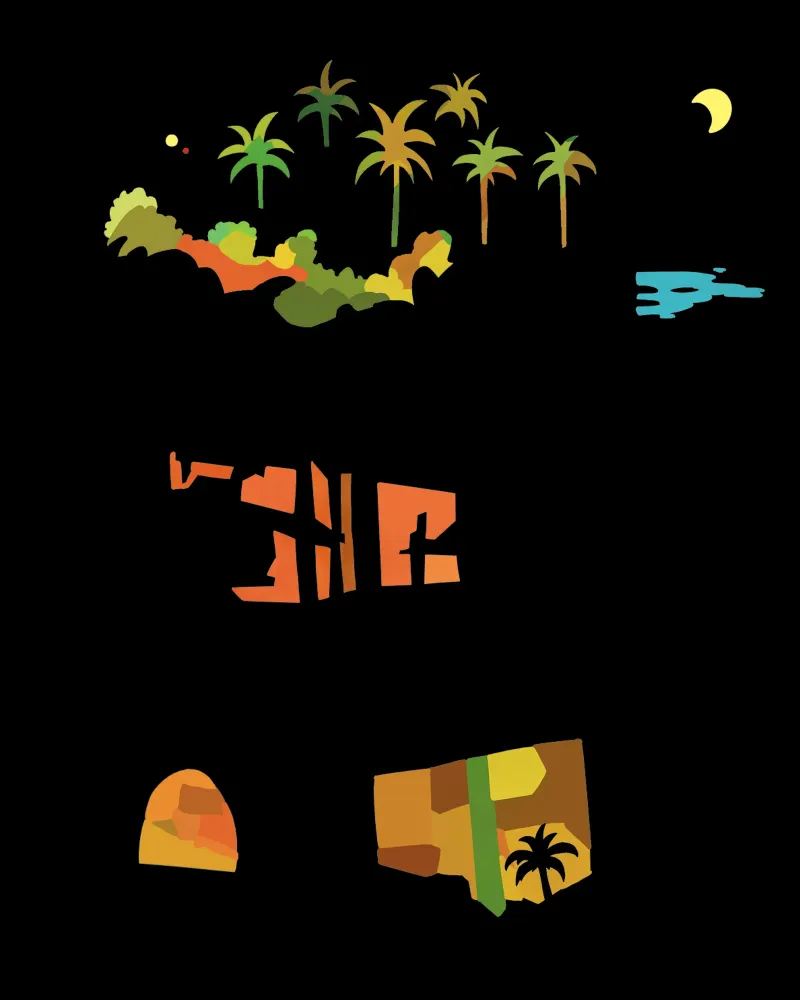 Martinique by night poster with aluminum frame by C.WILL