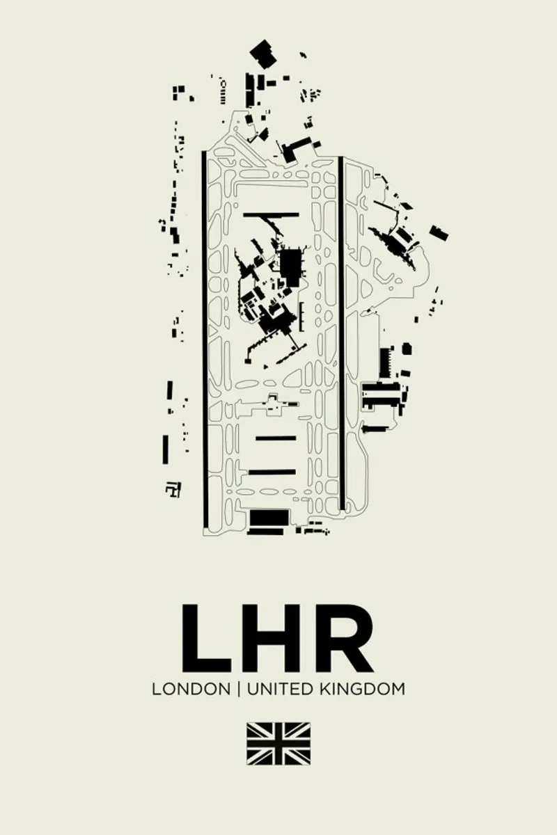 LHR Aiport London poster con telaio in alluminio da 08left