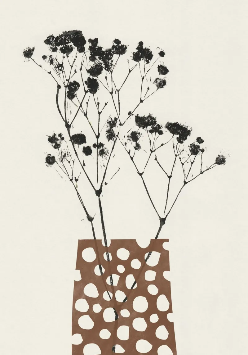 Gypsophila in un vaso marrone poster da Alisa Galitsyna