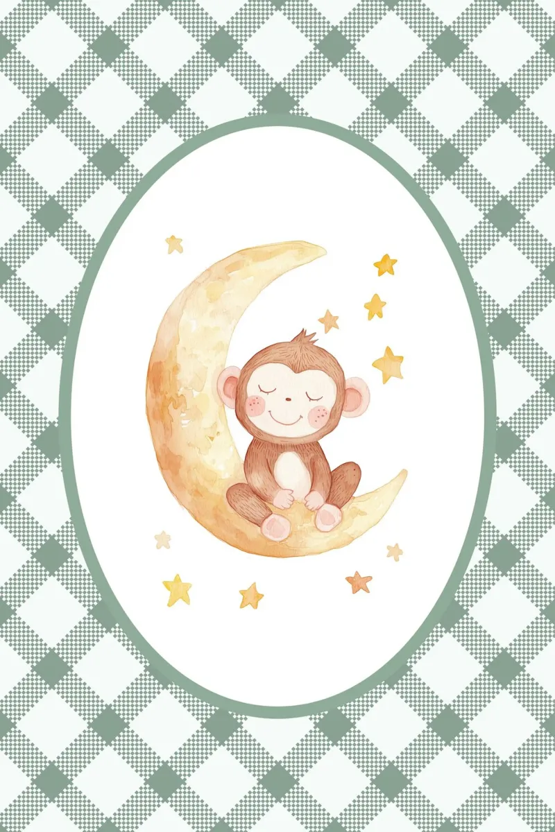 Singe dormant sur la lune jaune hahnemühle de Jungle Joy Art