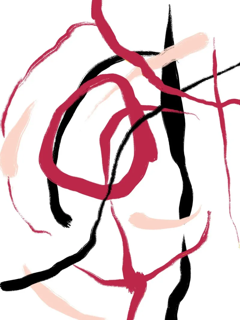 Abstract Red carta hahnemühle da treechild
