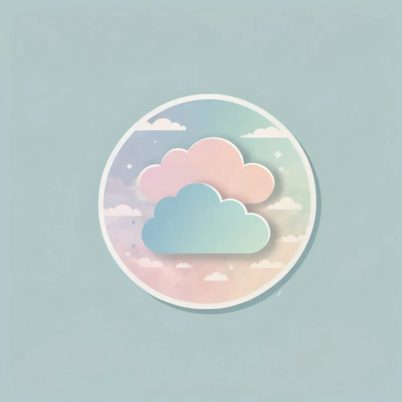 cloud design in circular frame with soft colors and artistic forex plate by DesignDoodle