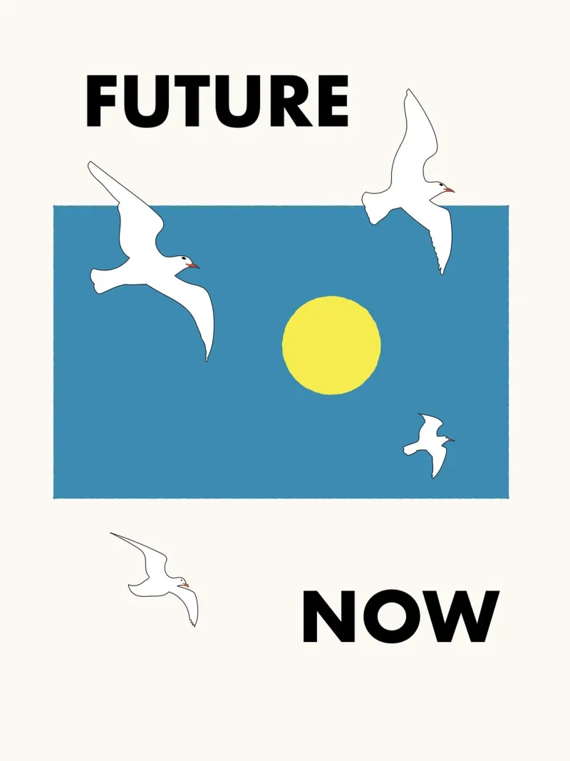 FUTURO ORA - GABBIANI poster con telaio in alluminio da natural neutral