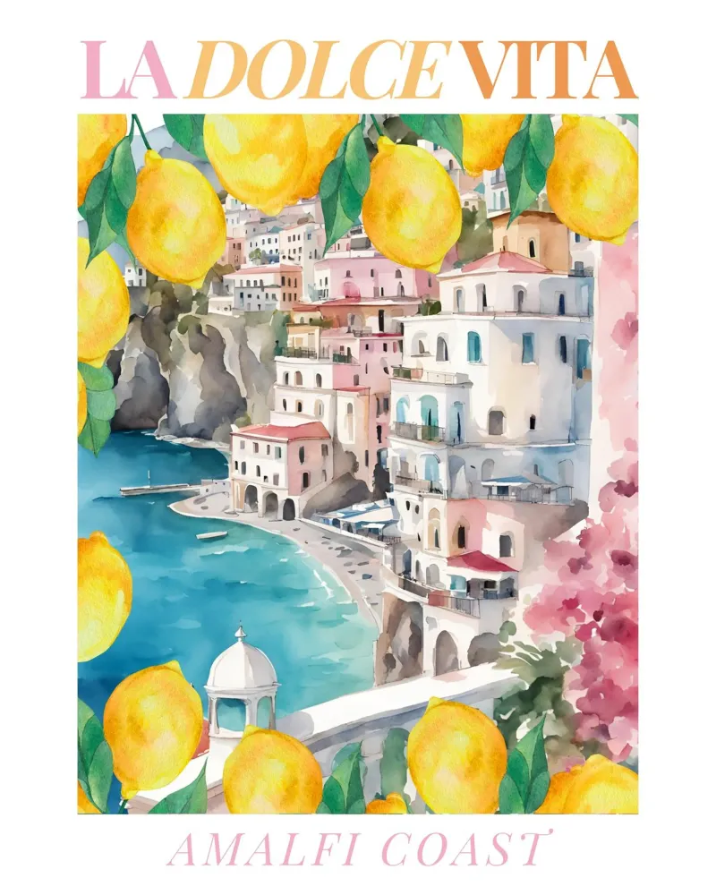 Italy Wall Art, Italian Poster, Italy Print, Lemon Print poster with aluminum frame by Bella Studio