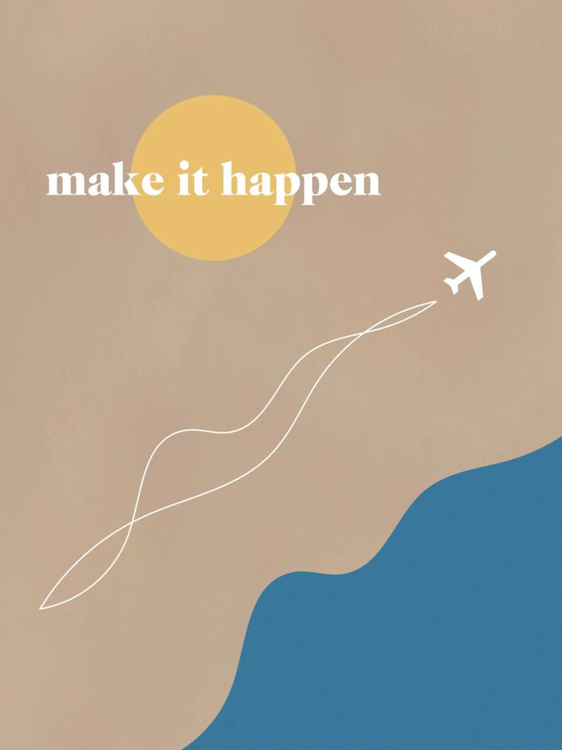 make it happen poster with aluminum frame by natural neutral