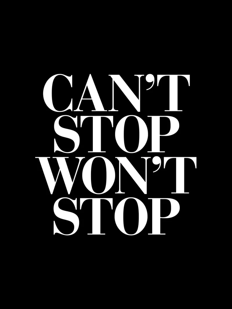 Can't Stop Won't Stop Typografie-ontwerp in zwart-wit canvas van THE MOTIVATED TYPE